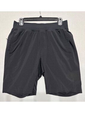 Lululemon Mens Black Athletic Shorts With Zippered Pocket Size M Lightweight & B
